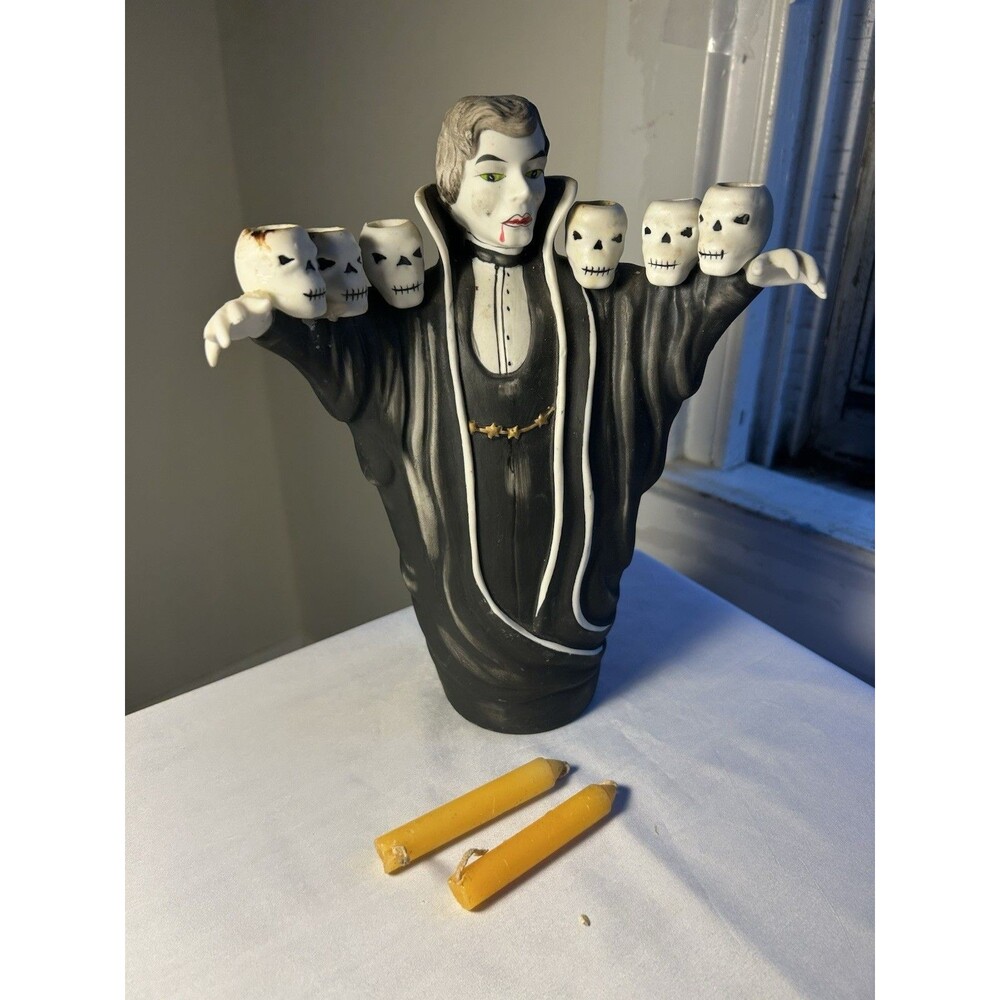 Silvestri Ceramic Count Dracula Vampire Figurine Candelabra Candle Holder
